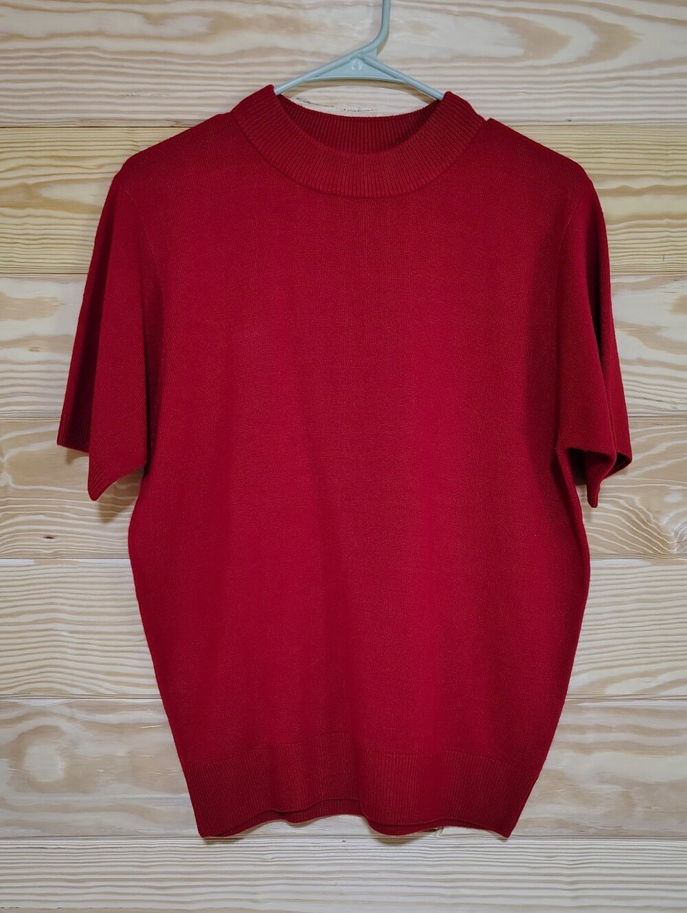 Sag Harbor Women's Sweater Red Short-Sleeve Knit Top M Soft Girl Popover Holiday